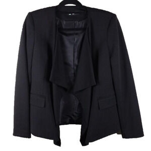Karl Lagerfeld Paris Black Waterfall Open Front Long Sleeve Cardigan Blazer